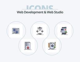 développement web et ligne de studio web rempli pack d'icônes 5 conception d'icônes. employé. passage. la toile. la structure. différence vecteur