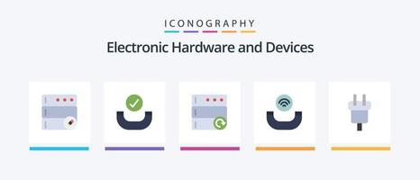 appareils pack d'icônes plat 5 comprenant. électrique. serveur. corde. charge. conception d'icônes créatives vecteur