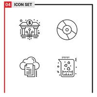 pack de 4 signes et symboles de couleurs plates modernes pour les supports d'impression Web tels que les données bancaires crypto dvd copier des éléments de conception vectoriels modifiables vecteur