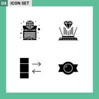 symboles d'icônes universelles groupe de 4 glyphes solides modernes d'éléments de conception vectoriels modifiables d'échange de projection de système de colonne global vecteur