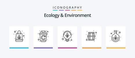 pack d'icônes écologie et environnement ligne 5, y compris la science. la nature. biologique. les plantes. vert. conception d'icônes créatives vecteur
