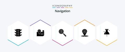 pack d'icônes de navigation 25 glyphes, y compris la navigation. emplacement. carte. la navigation. carte vecteur