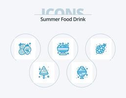pack d'icônes bleues de boisson de nourriture d'été 5 conception d'icône. l'été. fruit. fruit. nourriture. l'été vecteur