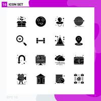 interface mobile ensemble de glyphes solides de 16 pictogrammes de boîte de mamelon de livraison de produits ensemble d'éléments de conception vectoriels modifiables vecteur
