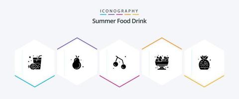 pack d'icônes de 25 glyphes de boissons alimentaires d'été, y compris l'été. fraise. l'été. l'été. nourriture vecteur