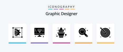 pack d'icônes de graphiste glyphe 5, y compris créatif. La Flèche. jardinage. outil de zoom. zoom avant. conception d'icônes créatives vecteur