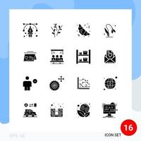 interface mobile glyphe solide ensemble de 16 pictogrammes d'éléments de conception vectoriels modifiables floraux de printemps de croissant de calendrier marié vecteur