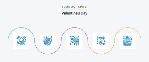 pack d'icônes bleu 5 saint valentin comprenant le signal. l'amour. l'amour. cœur. fête vecteur