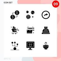 ensemble de 9 symboles d'icônes d'interface utilisateur modernes signes pour ustensiles de cuisine exportation achats marketing éléments de conception vectoriels modifiables vecteur