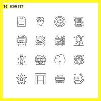 16 icônes créatives signes et symboles modernes de photos tâches de traitement de conception liste de contrôle éléments de conception vectoriels modifiables vecteur