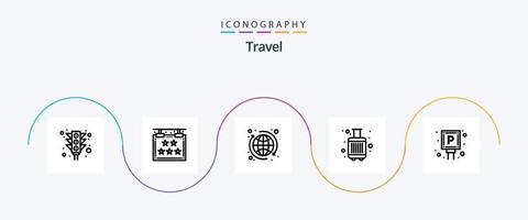 pack d'icônes de la ligne de voyage 5, y compris le lot. touristique. global. bagages. bagages vecteur