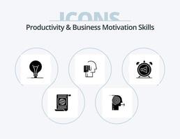 productivité et motivation des entreprises compétences glyphe pack d'icônes 5 conception d'icônes. programme. liste. se concentrer. Humain. invention vecteur