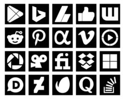 pack de 20 icônes de médias sociaux, y compris dropbox viddler pinterest picasa windows media player vecteur