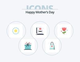 pack d'icônes plates heureuse fête des mères 5 conception d'icônes. . Rose. mala. romance. mère vecteur