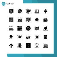 25 concept de glyphe solide pour les sites Web mobiles et applications industrie de rupture de câble de messagerie éléments de conception vectoriels modifiables vecteur