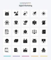 marketing numérique créatif pack d'icônes noir uni de 25 glyphes tels que les entreprises. lancement. Facebook. promouvoir. mégaphone vecteur