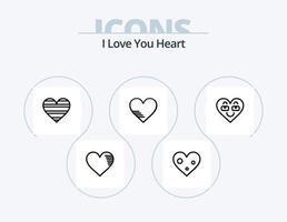 pack d'icônes de ligne de coeur 5 conception d'icônes. l'amour. La Flèche. préféré. Valentin. cœur vecteur