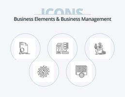 Éléments commerciaux et pack d'icônes de ligne de gestion d'entreprise 5 conception d'icônes. le management. Entreprise. réseau. travail. production vecteur