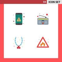 4 pack d'icônes plates de l'interface utilisateur de signes et symboles modernes des médias d'interface de bijou d'application présents éléments de conception vectoriels modifiables vecteur