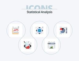 analyse statistique pack d'icônes plates 5 conception d'icônes. statistiques. graphique. graphique. graphique. réseau mondial vecteur