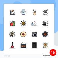 pack de 16 signes et symboles de lignes remplies de couleurs plates modernes pour les supports d'impression Web tels que l'envoi d'éléments de conception vectoriels créatifs modifiables par flèche de courrier électronique smartphone vecteur