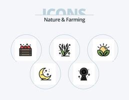 pack d'icônes remplies de ligne nature et agriculture 5 conception d'icônes. . nourriture. agriculture. agriculture. plante vecteur