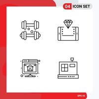 ensemble de 4 pack de couleurs plates remplies commerciales pour magasin médical de sauvegarde d'haltères hébergeant des éléments de conception vectoriels modifiables vecteur