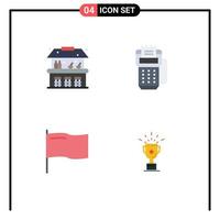 pack de 4 icônes plates créatives de château de sable drapeau carte machine coupe éléments de conception vectoriels modifiables vecteur