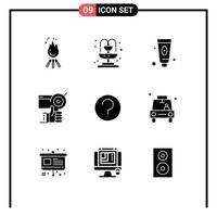 9 concept de glyphe solide pour les sites Web mobiles et les applications de base tumbs beauté utilisateur cible éléments de conception vectoriels modifiables vecteur