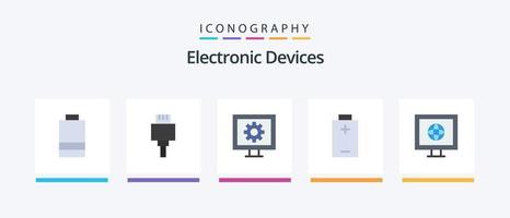 appareils pack d'icônes plat 5 comprenant. la télé. la télé. nouvelles. énergie. conception d'icônes créatives vecteur