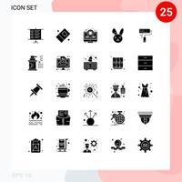 25 concept de glyphe solide pour les sites Web mobiles et applications porte-bouteille mur brosse rouleau éléments de conception vectoriels modifiables vecteur