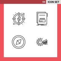 groupe de 4 couleurs plates remplies de signes et de symboles pour l'objectif de la boussole cardiaque éléments de conception vectoriels modifiables analytiques maléfiques vecteur