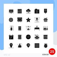 25 interface utilisateur pack de glyphes solides de signes et symboles modernes de rang militaire nuage encerclé fichiers éléments de conception vectoriels modifiables vecteur