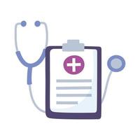 la télémédecine, le stéthoscope et le presse-papiers rapportent un traitement médical et des services de santé en ligne vecteur