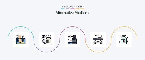 ligne de médecine alternative remplie de 5 icônes plates comprenant une civière. médical. bien-être. docteur. savon vecteur