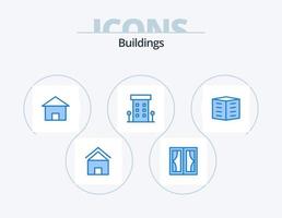 bâtiments bleu icône pack 5 conception d'icônes. bâtiment de la ville. appartements. domicile. boutique. vitrine vecteur