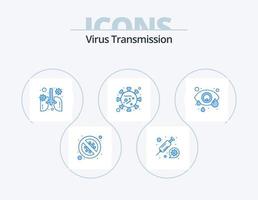 pack d'icônes bleues de transmission de virus 5 conception d'icônes. œil. vie. anatomie. virus. virus vecteur