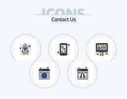 contactez-nous ligne remplie pack d'icônes 5 conception d'icônes. commercialisation. panneau d'affichage. la toile. utilisateur. identification vecteur