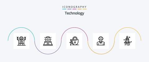 pack d'icônes de la ligne technologique 5, y compris la fusée. homme. numérique. La technologie. mouvement vecteur