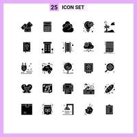 25 interface utilisateur pack de glyphes solides de signes et symboles modernes d'idée de projet bureau stockage créatif éléments de conception vectoriels modifiables vecteur