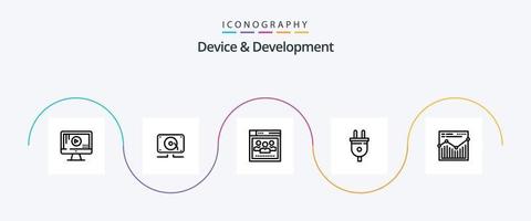 pack d'icônes de périphérique et ligne de développement 5, y compris le Web. fiche d'alimentation. le navigateur. Puissance. électrique vecteur