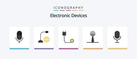 appareils pack d'icônes plat 5 comprenant un microphone. musique. ajouter. maracas. Matériel. conception d'icônes créatives vecteur