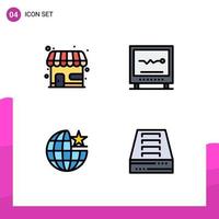 symboles d'icônes universels groupe de 4 couleurs plates de ligne de remplissage modernes du marché magasin mondial santé internet éléments de conception vectoriels modifiables vecteur
