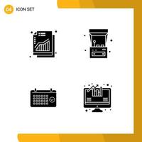 4 interface utilisateur pack de glyphes solides de signes et symboles modernes d'augmentation date graphique jeu année éléments de conception vectoriels modifiables vecteur