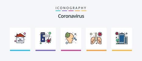 ligne de coronavirus remplie de 5 packs d'icônes, y compris le nez. poignée de porte. virus. nouvelles. conception d'icônes créatives vecteur