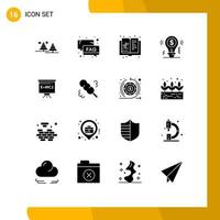 16 concept de glyphe solide pour les sites Web mobiles et les applications idée d'entreprise soutenir les connaissances développer les éléments de conception vectoriels modifiables vecteur
