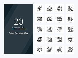 20 icône de contour écologique pour la présentation vecteur