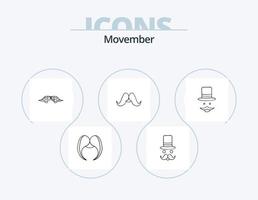 pack d'icônes de ligne movember 5 conception d'icônes. . Masculin. vecteur