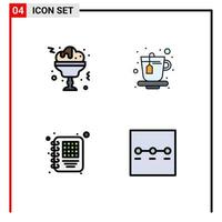 pack d'icônes vectorielles stock de 4 signes et symboles de ligne pour les éléments de conception vectorielle modifiables de l'assistant d'affaires de tasse de mise en page de vin vecteur