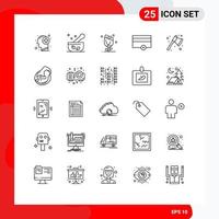 pack de 25 signes et symboles de lignes modernes pour les supports d'impression web tels que pas d'argent soupe finance nature éléments de conception vectoriels modifiables vecteur